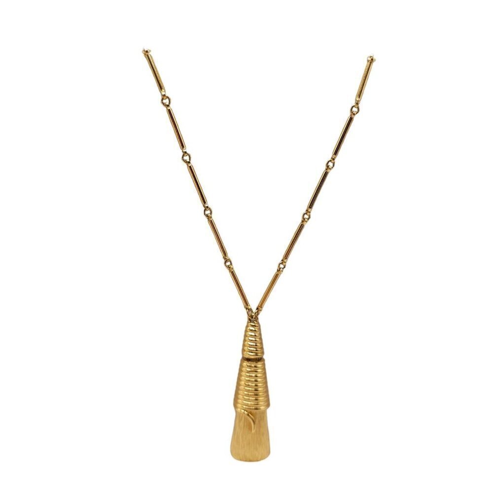 Monet Necklace Pyramid Tassel Pendant Necklace Gold Tone Lobster Clasp Vintage
